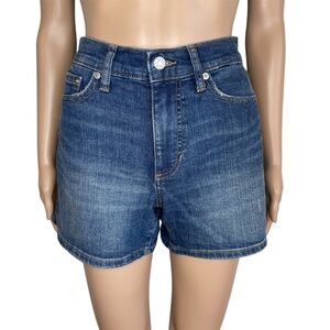 Banana Republic Casual Solid Blue Denim High Rise Mini Jean Short Shorts
